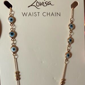 Lovisa Gold and Blue Evil Eye Waist Chain